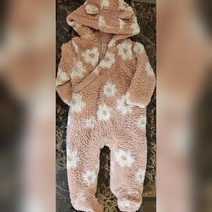 Cozy Pink Floral Kids One Piece 6-9M